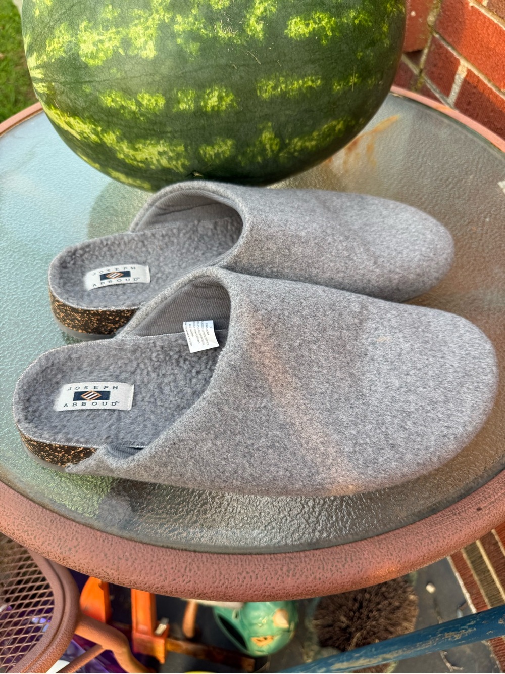 Joseph Abboud Gray Felt Slip-On House Slippers